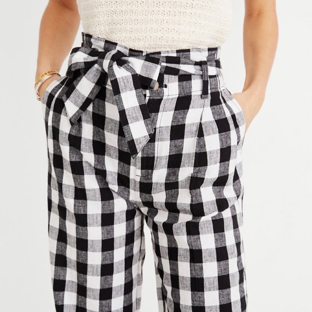 Madewell Paperbag Pants in Gingham